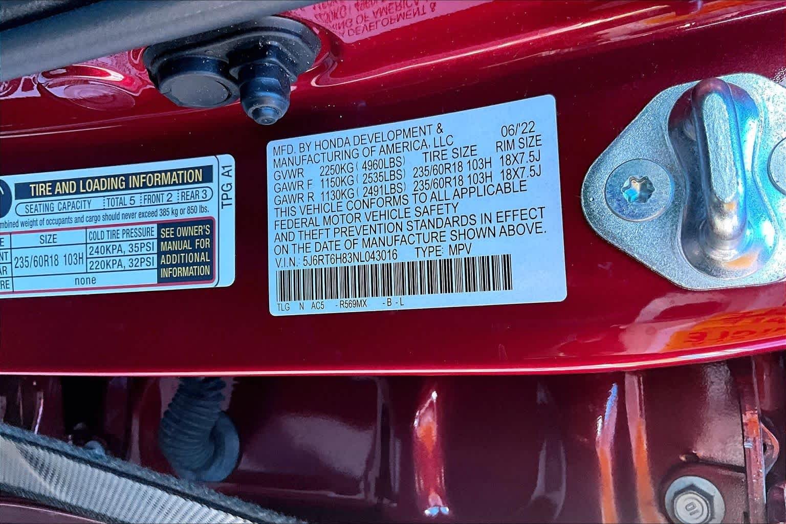 Used 2022 Radiant Red Metallic Honda EX-L image 34