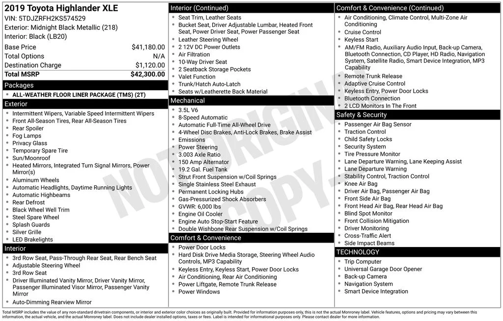 Used 2019 Midnight Black Metallic Toyota XLE image 37