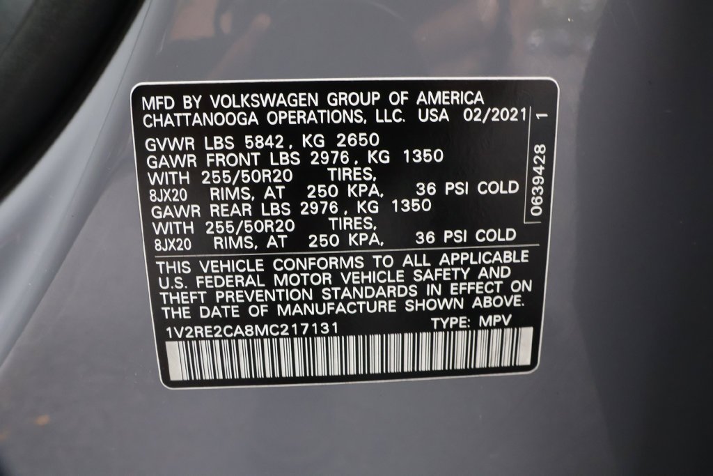 Used 2021 Gray Volkswagen 3.6L V6 SE w/Technology R-Line image 42