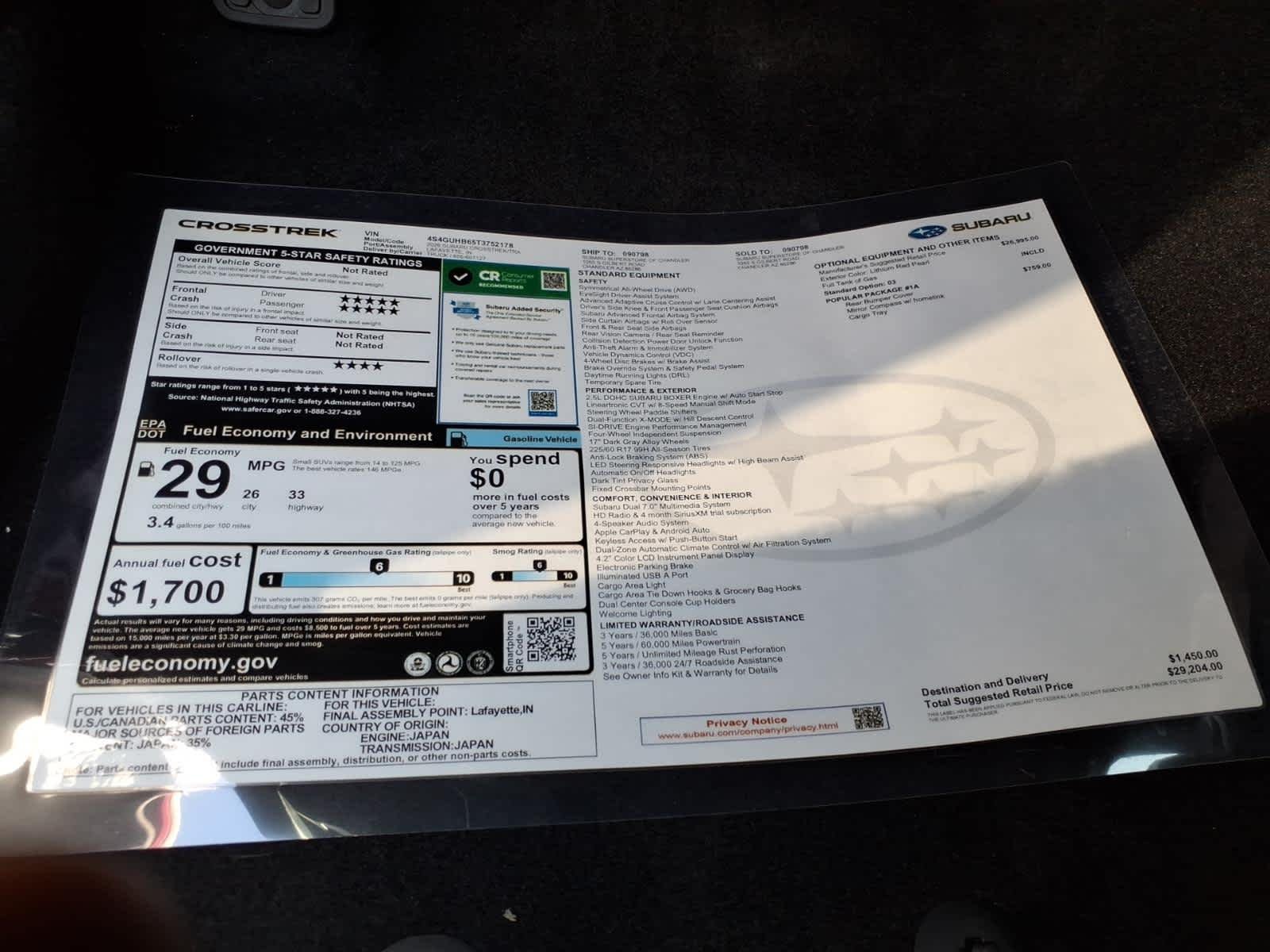 New 2026 LITHIUM RED PEARL Subaru Base image 40