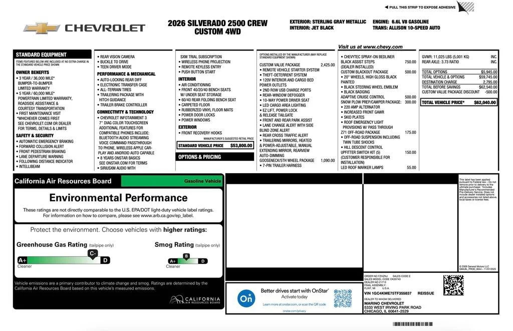 New 2026 Sterling Gray Metallic Chevrolet Custom image 2