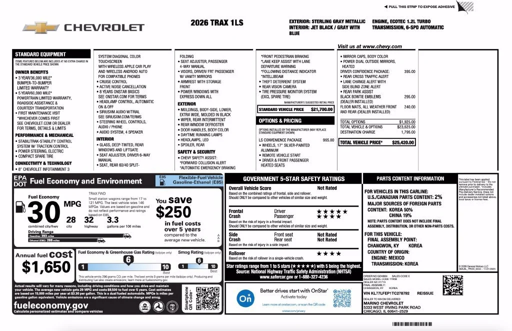 New 2026 Sterling Gray Metallic Chevrolet LS image 2