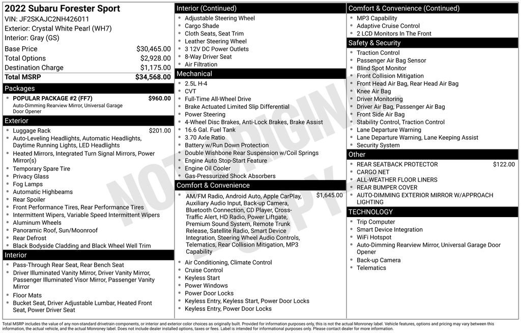 Certified Used 2022 Crystal White Pearl Subaru Sport image 5