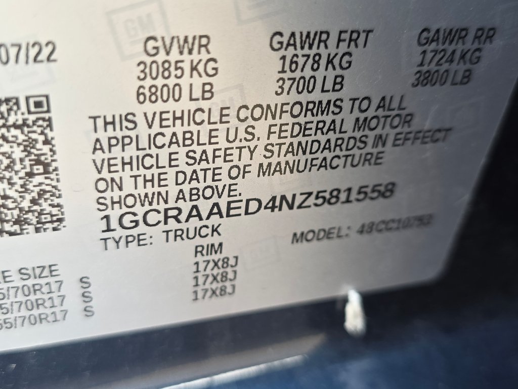 Certified Used 2022 Northsky Blue Metallic Chevrolet WT image 35