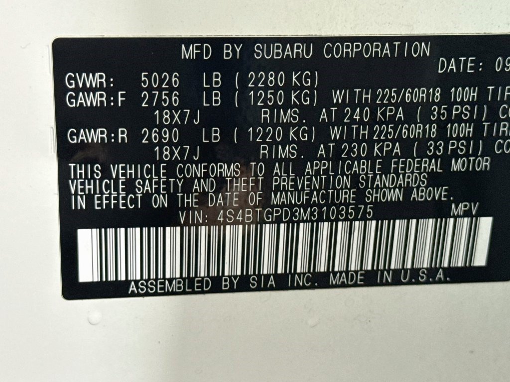 Used 2021 Crystal White Pearl Subaru Touring XT image 36