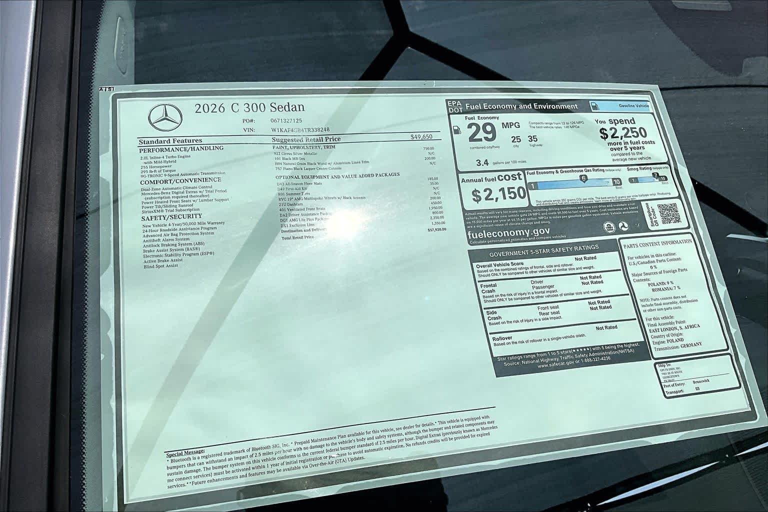 New 2026 Cirrus Silver Metallic Mercedes-Benz C 300 image 22