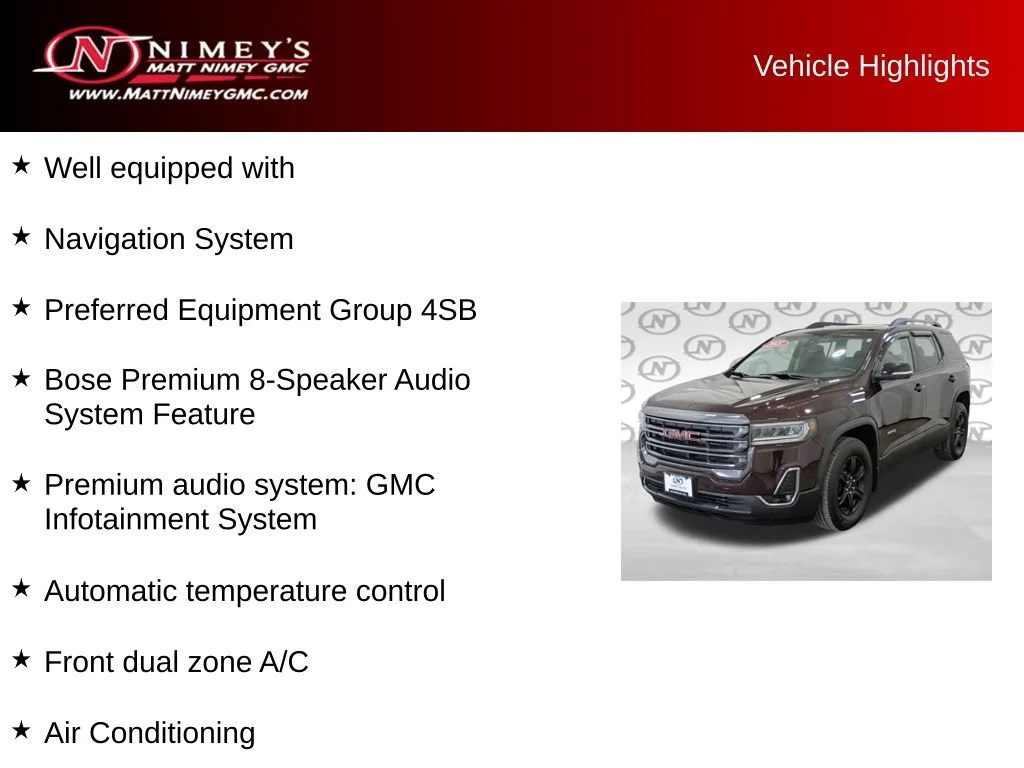 Used 2021 RED MAHOGANY METALLIC GMC AT4 image 6