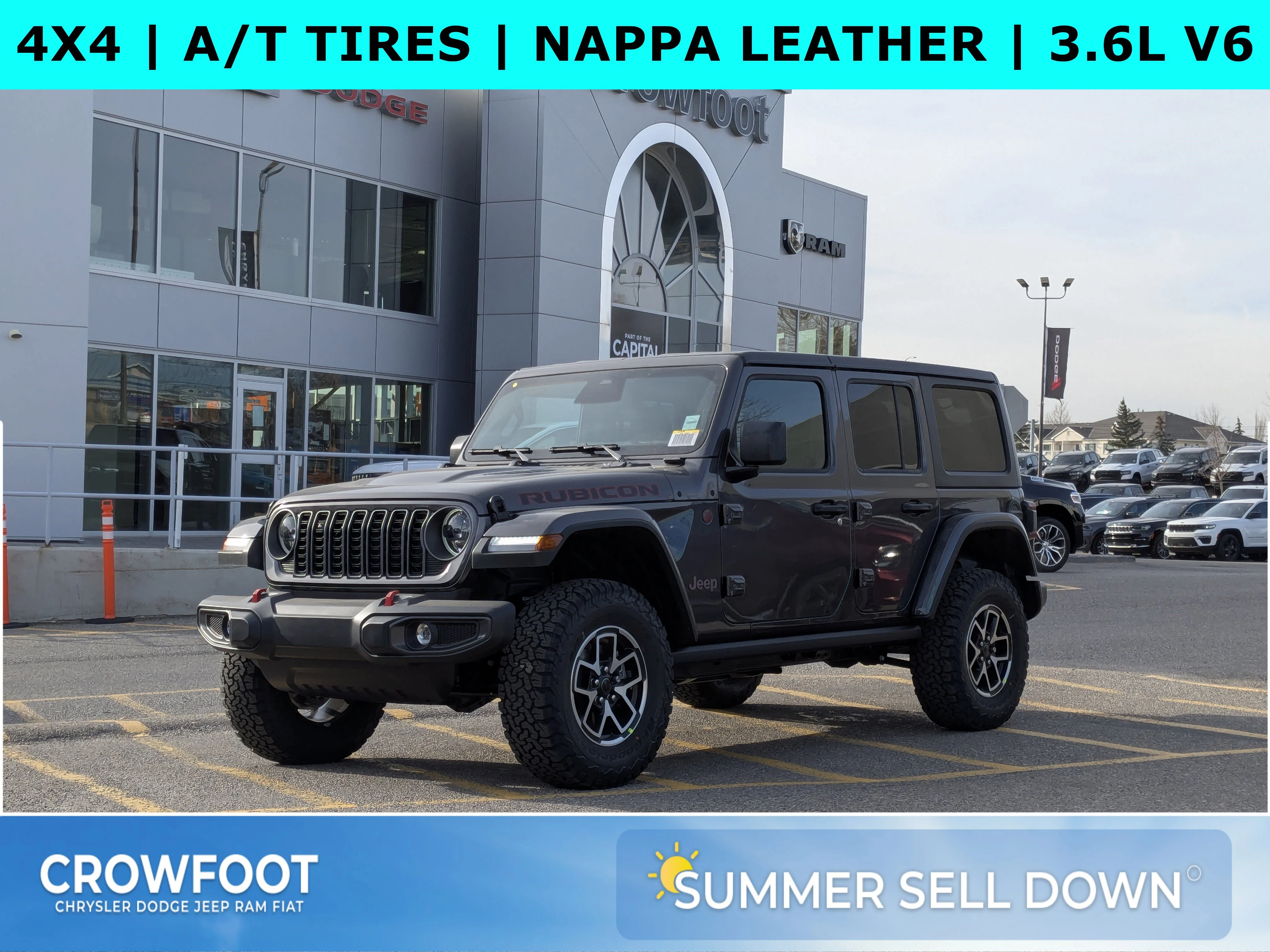 New 2026 Grey Jeep Rubicon - - Nappa Lthr - 3-Pc Hardtop - Safety Grp - 8-Spd Auto - Remote Start & More! image 1