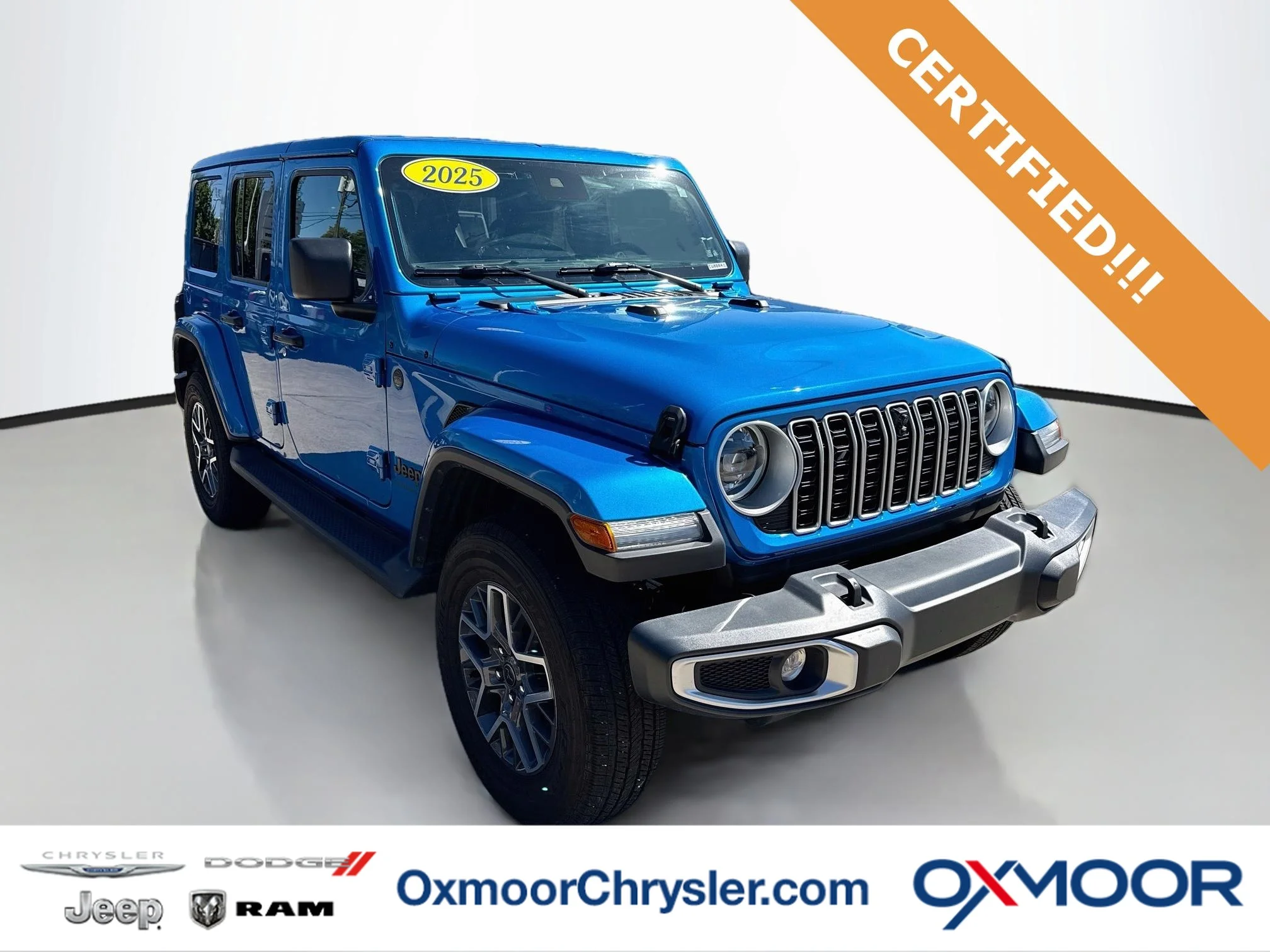 Certified Used 2025 Hydro Blue Pearlcoat Jeep Sahara image 1