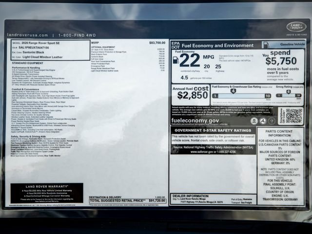 New 2026 Santorini Black LAND ROVER SE image 41