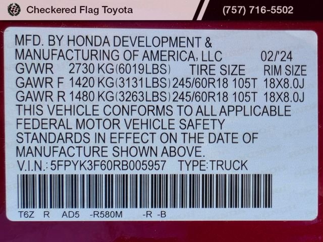 Used 2024 Radiant Red Honda TrailSport image 22