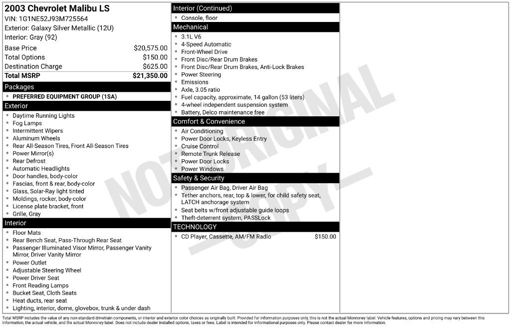 Used 2003 Silver Chevrolet LS image 28