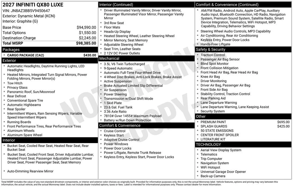 New 2027 DYNAMIC METAL INFINITI LUXE image 5