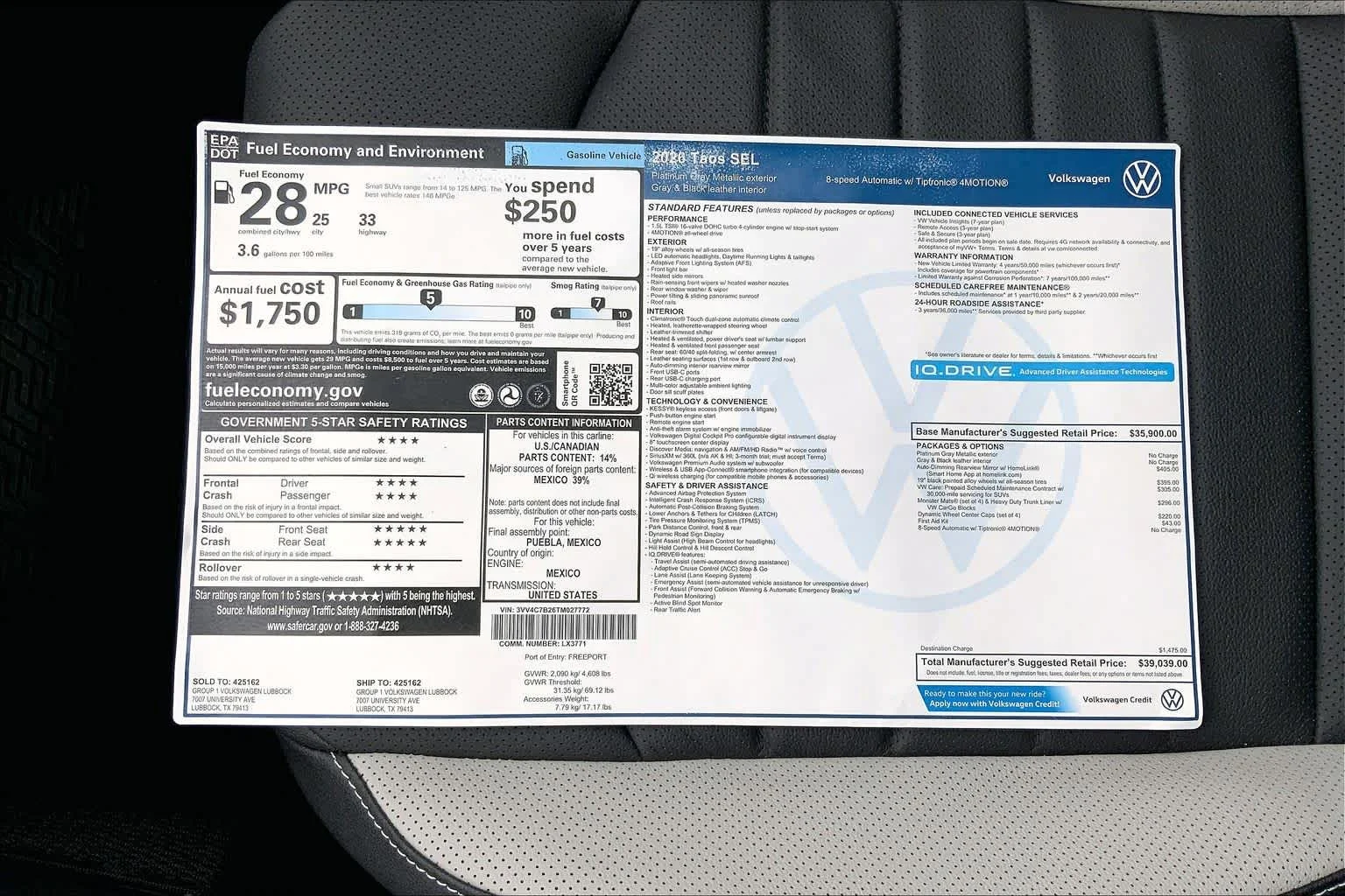 New 2026 Platinum Gray Metallic Volkswagen SEL image 22