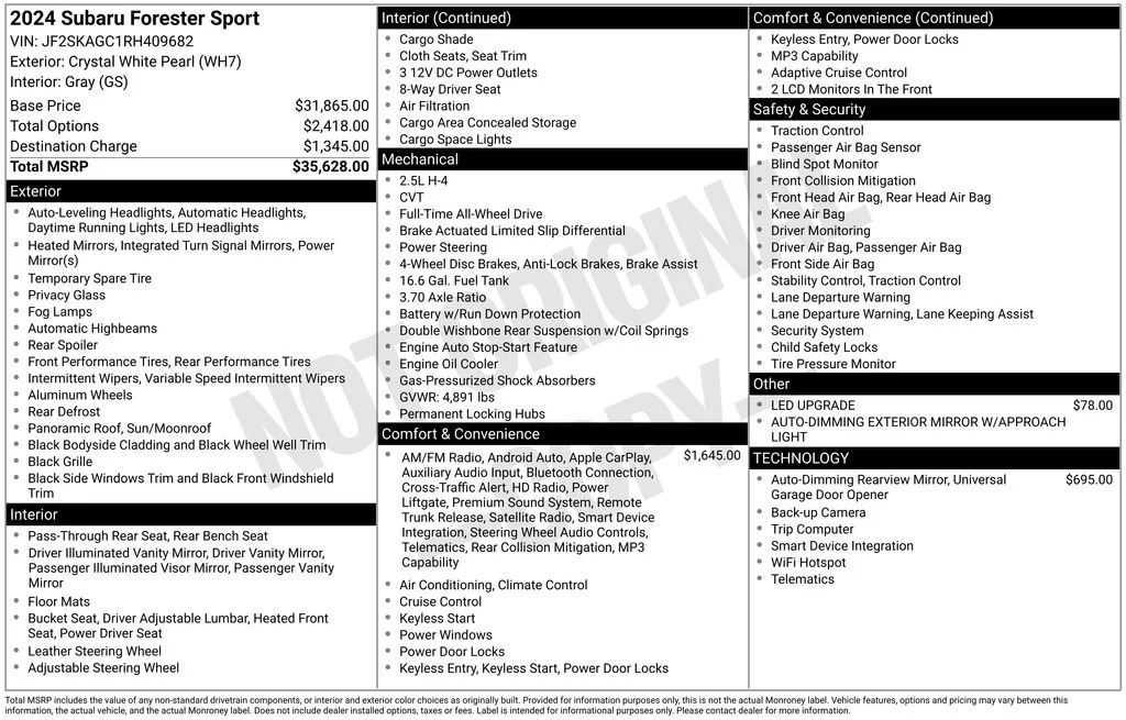 Certified Used 2024 White Subaru Sport image 2