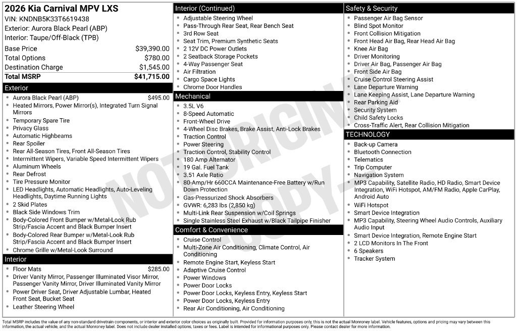 Used 2026 Black Kia LXS image 2