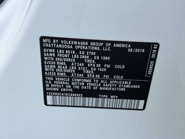 Used 2019 Pure White Volkswagen 3.6L V6 SE image 30