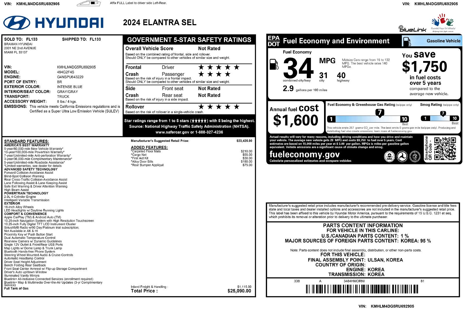 Used 2024 Blue Hyundai SEL image 3