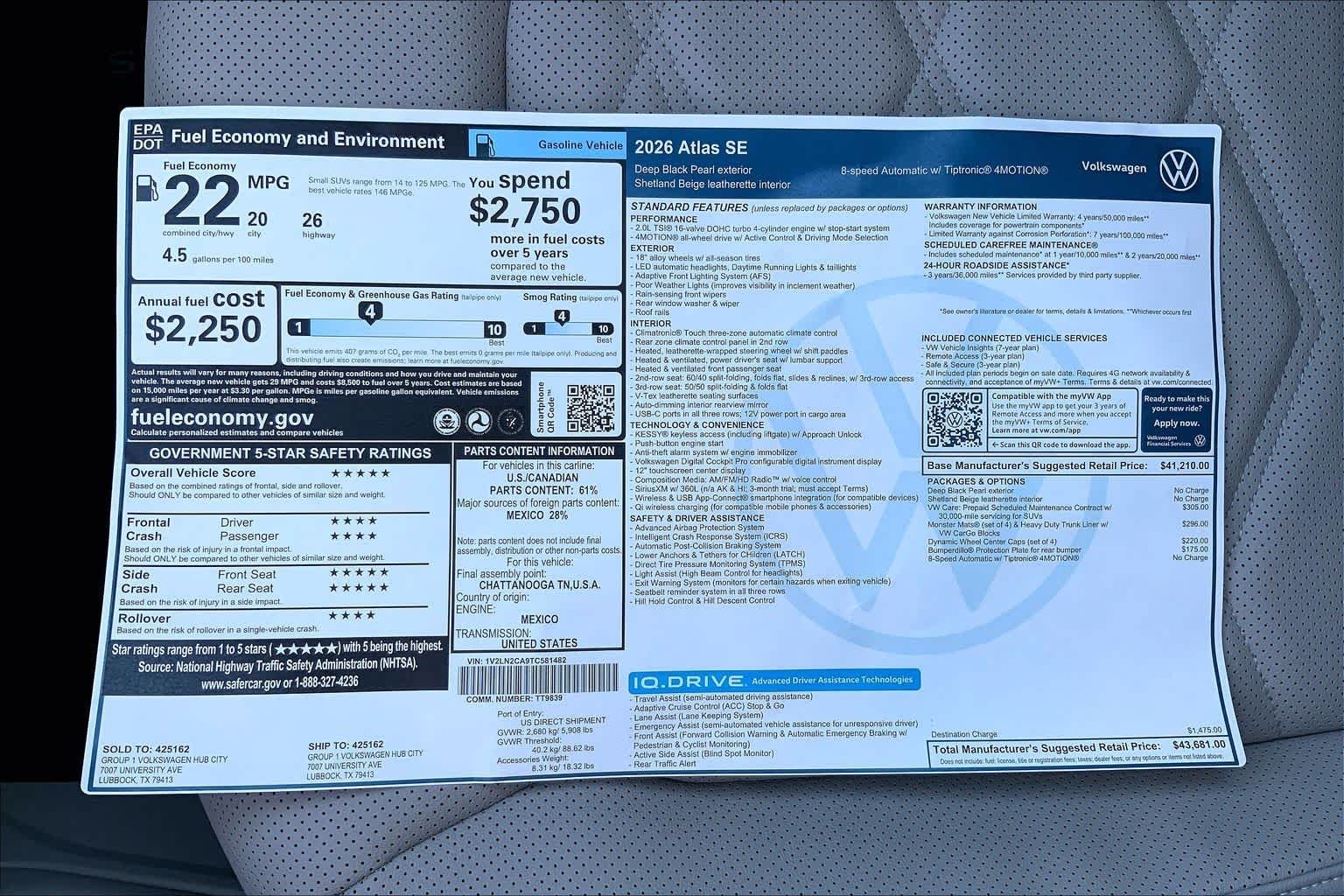 New 2026 Deep Black Pearl Volkswagen 2.0T SE image 22
