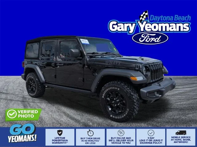Certified Used 2022 Black Clearcoat Jeep Unlimited Willys image 1