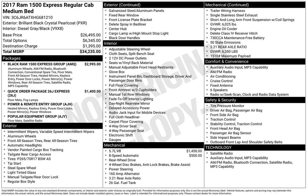2017 RAM 1500 Express Regular Cab 6'4's photo
