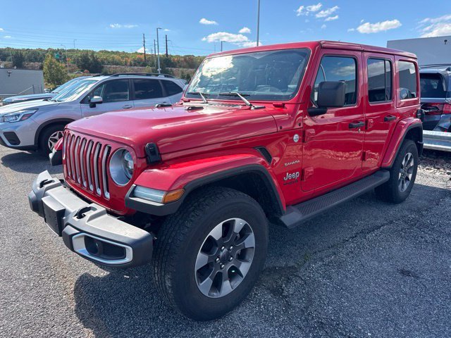 Used 2021 Red Jeep Unlimited Sahara image 1