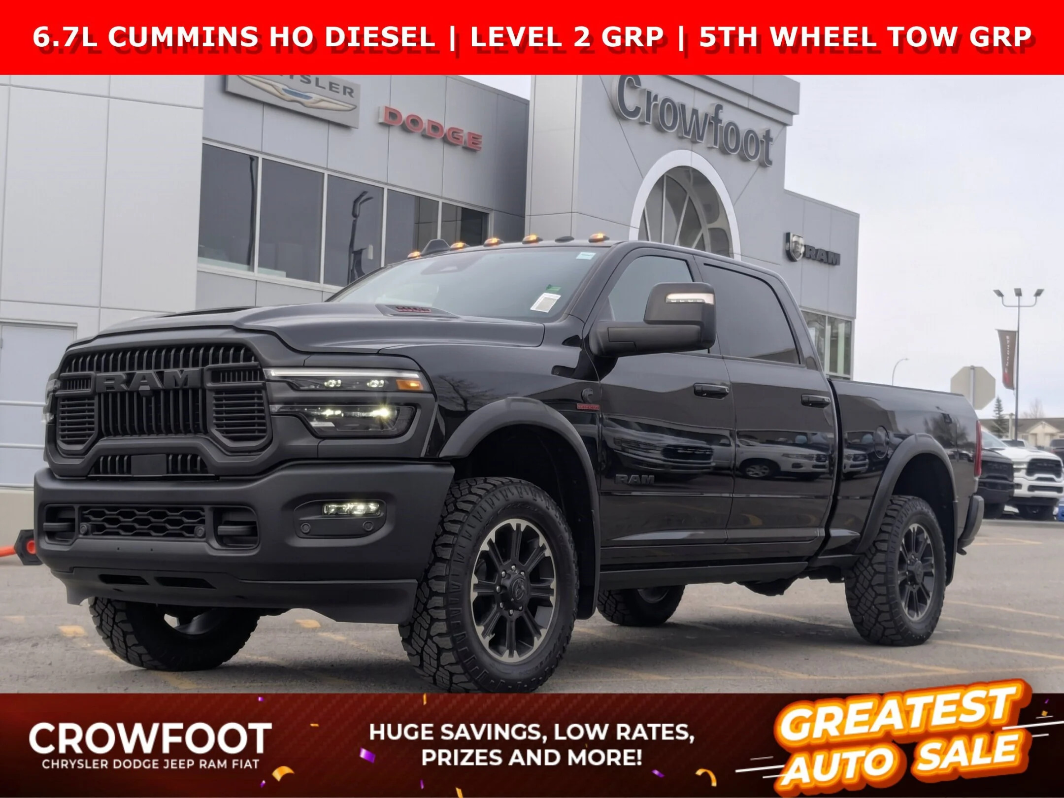 New 2026 Black RAM Rebel - - Level 2 Grp - Rear Air Suspension - 14.4 Uconnect NAV - 5th Wheel/Gooseneck Prep & More! image 1