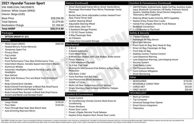 Used 2021 White Hyundai Sport image 18