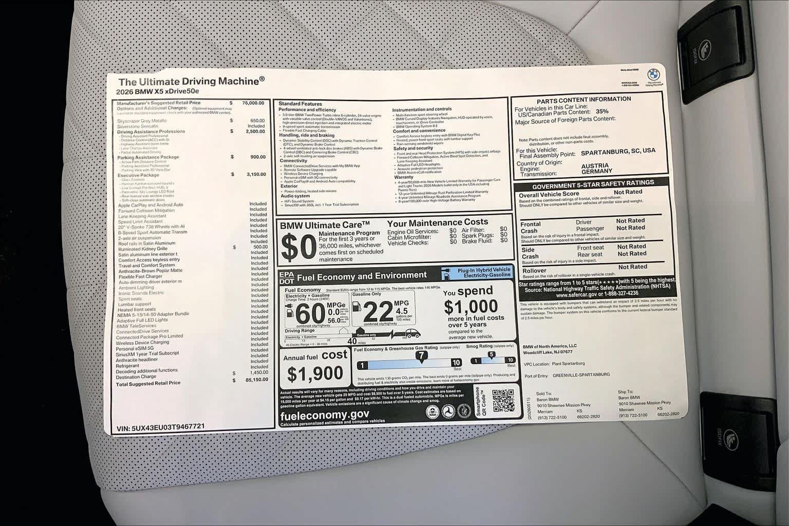 New 2026 Skyscraper Grey Metallic BMW xDrive50e image 22