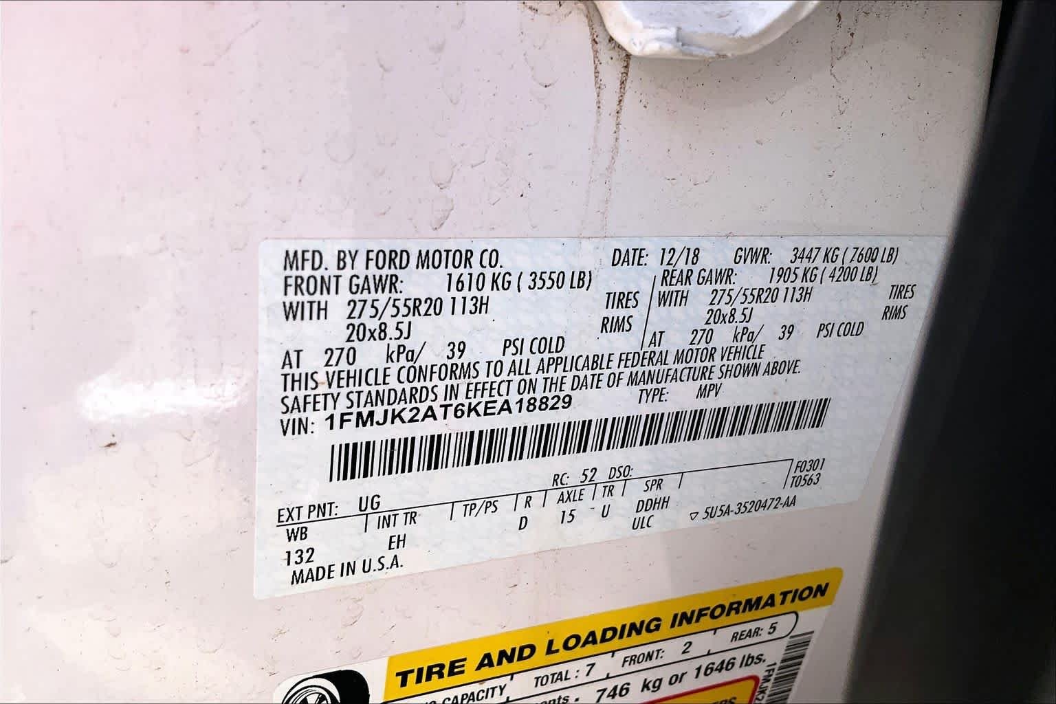 Used 2019 White Platinum Metallic Tri-Coat Ford Limited image 35
