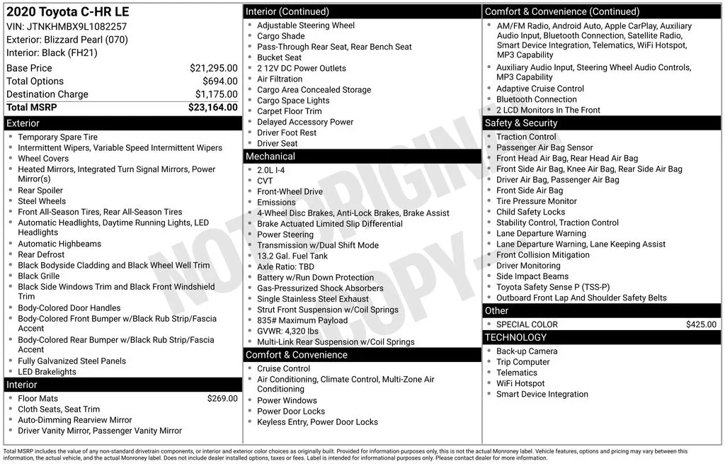 Certified Used 2020 White Toyota LE image 11