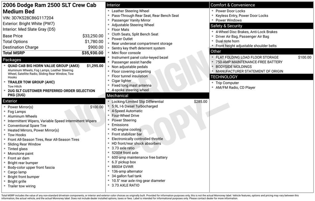 Used 2006 White Dodge SLT image 2