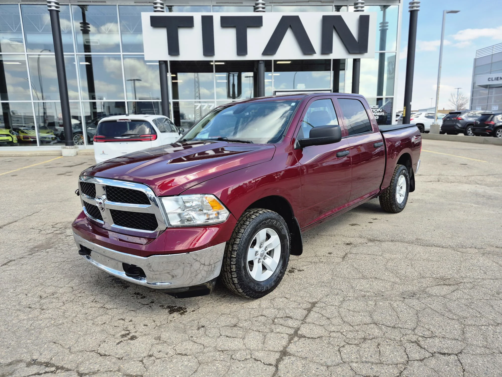 Certified Used 2023 Velvet Red Pearl Ram SLT 4X4*Velvet Red Pearl | 5.7L HEMI | 6 Pass | Htd Mirrors | Tow Pkg | Hitch | Tonneau Cover image 2