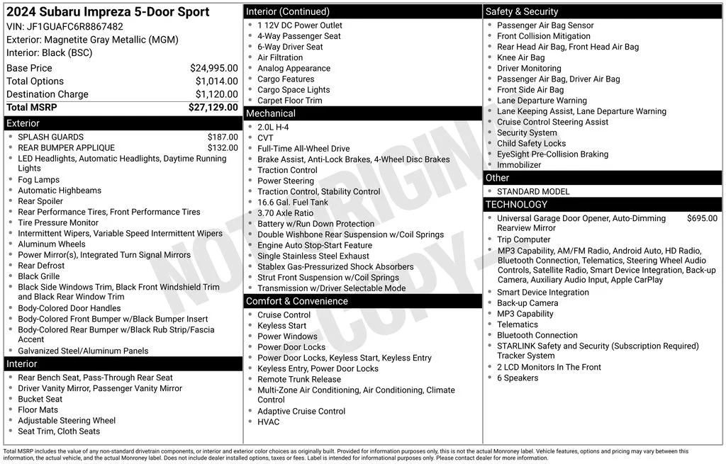 Used 2024 Gray Subaru Sport image 1