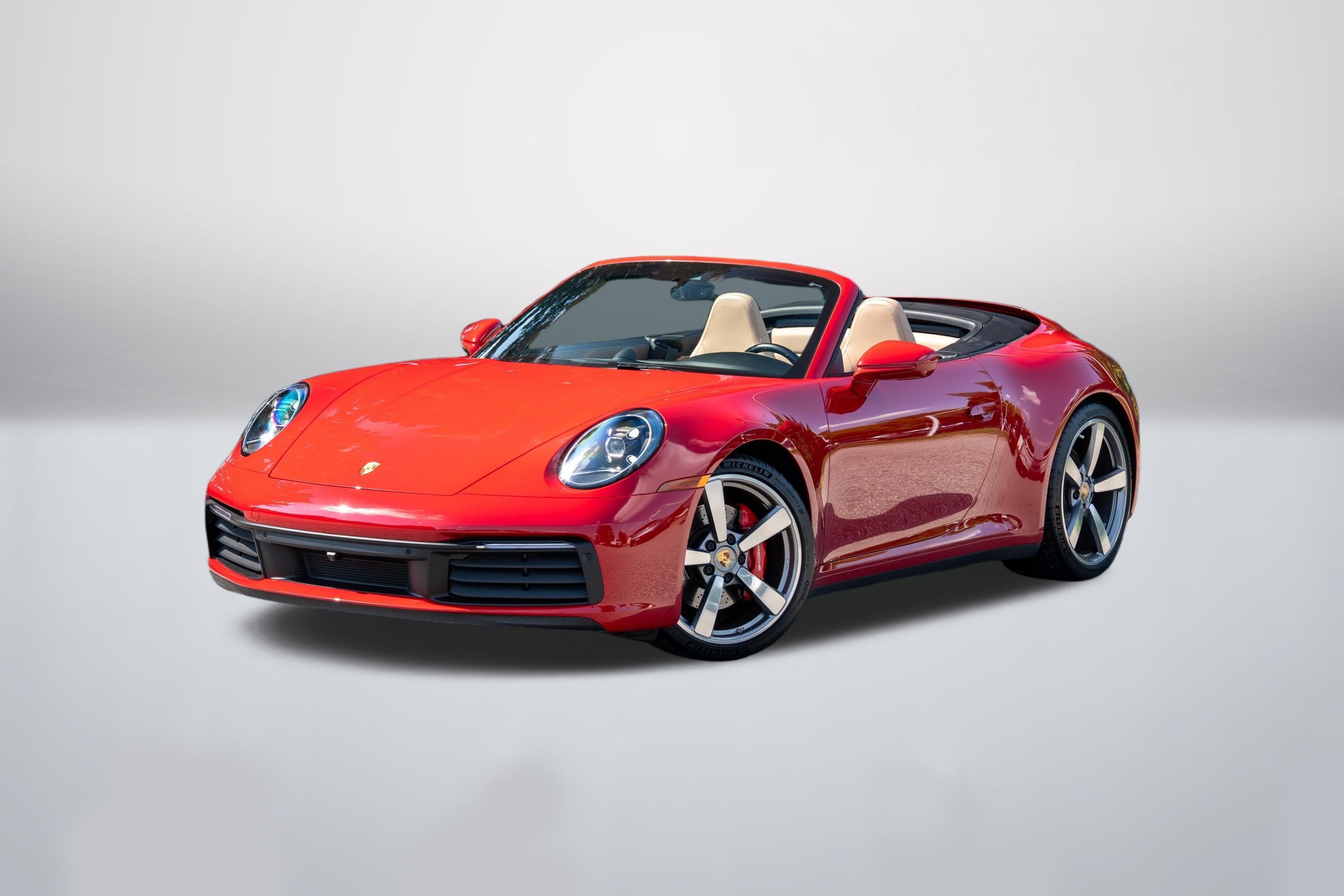 Used 2022 Carmine Red Porsche Carrera 4S Cabriolet image 1