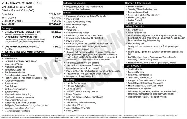 Used 2016 White Chevrolet LT image 2
