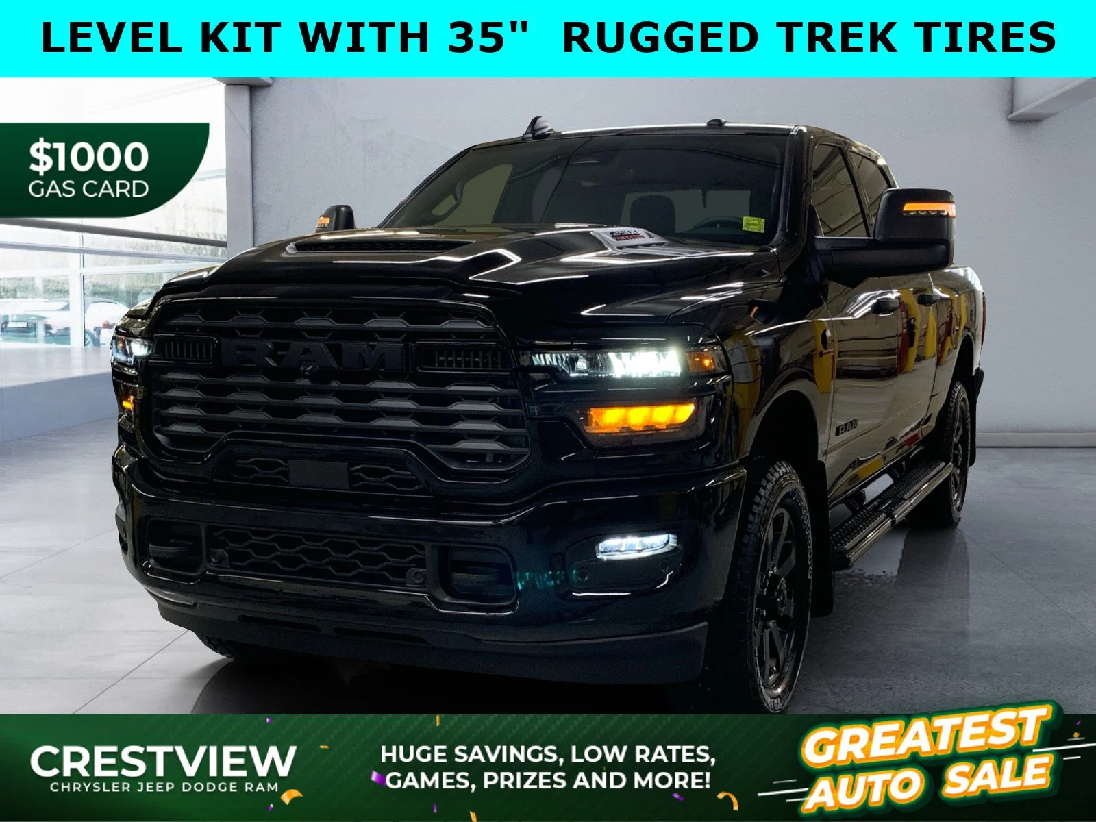 New 2026 Diamond Black Crystal Pearl Ram Big Horn image 1