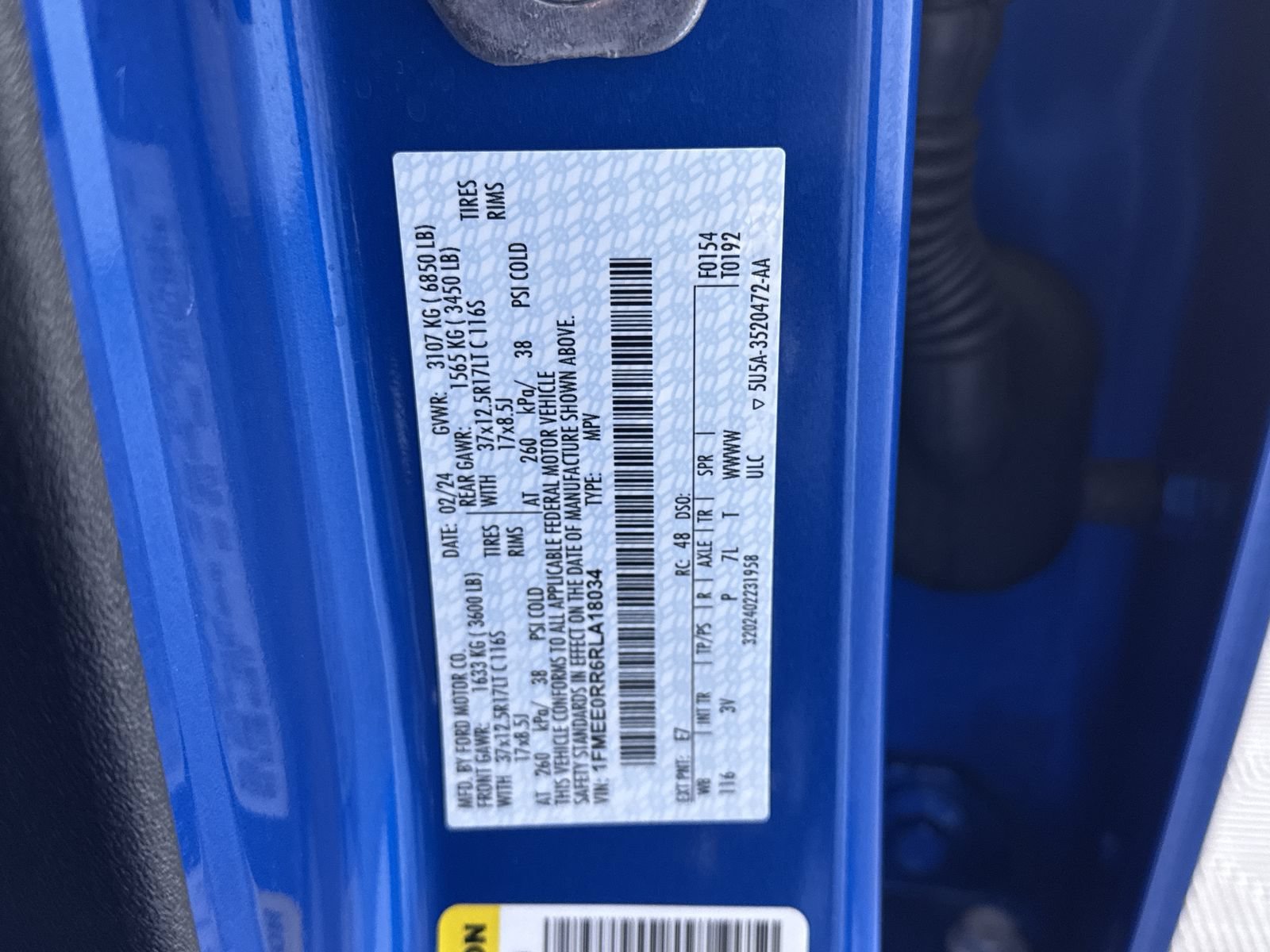 Used 2024 Velocity Blue Metallic Ford Raptor image 12
