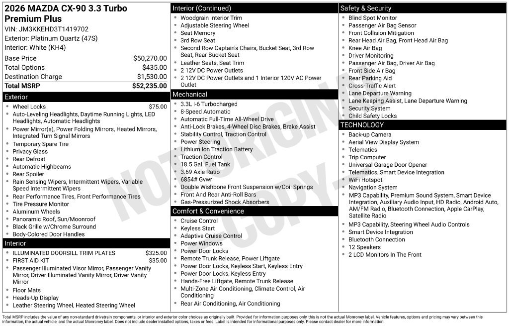 New 2026 Platinum Quartz Metallic Mazda 3.3 Turbo Premium Plus AWD image 3