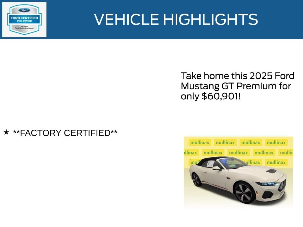 Certified Used 2025 White Ford GT Premium image 12