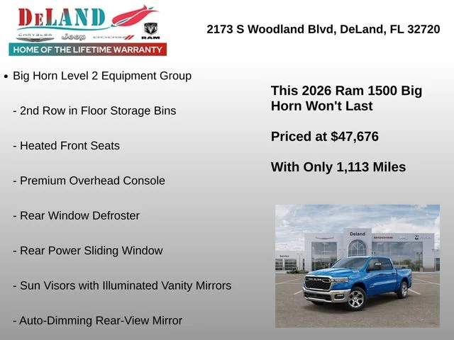New 2026 Hydro Blue Pearl-Coat Exterior Paint RAM Big Horn/Lone Star image 6