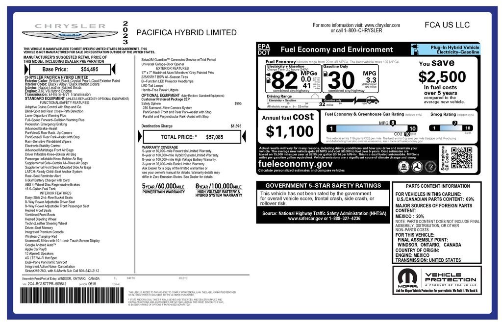 Used 2023 Brilliant Black Crystal Pearlcoat Chrysler Limited image 3