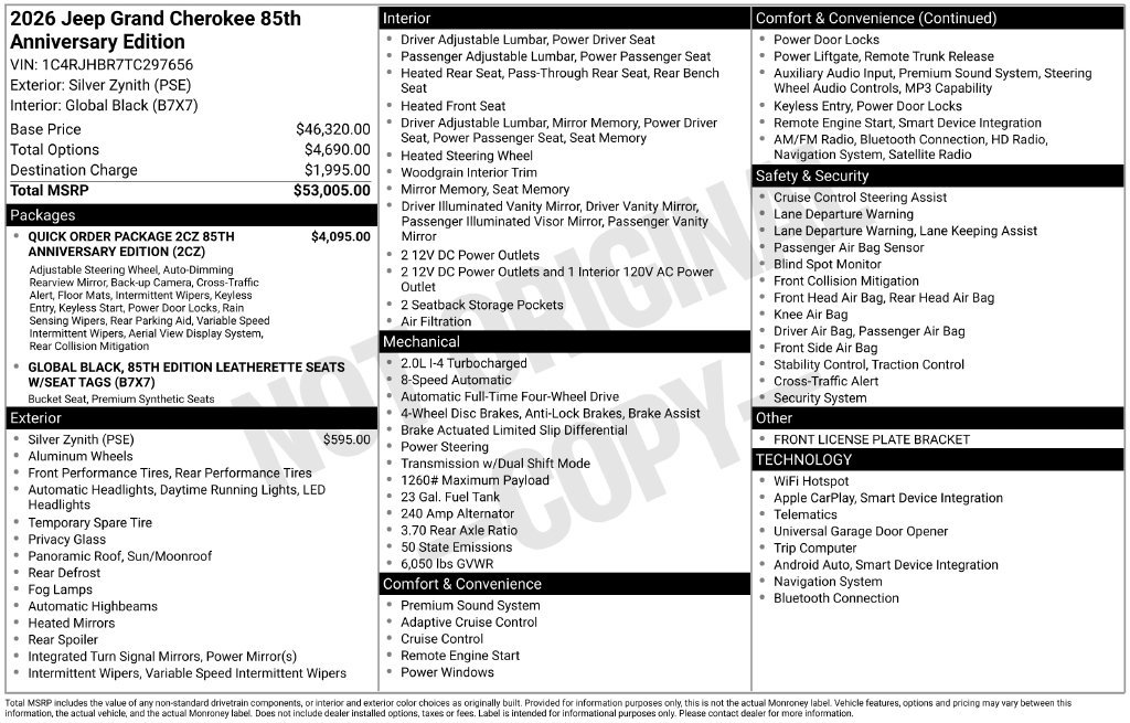 New 2026 Silver Zynith Exterior Paint Jeep Limited image 5