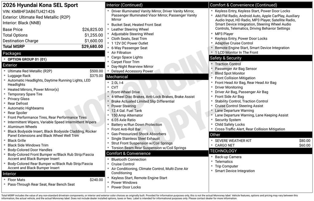 New 2026 Red Hyundai SEL Sport image 4