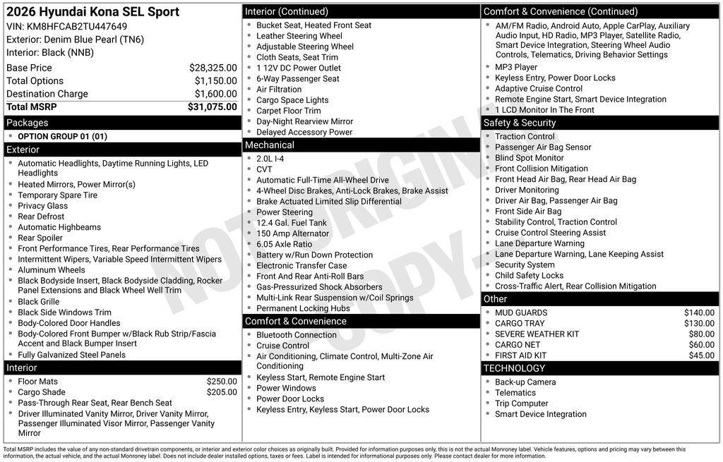New 2026 Blue Hyundai SEL Sport AWD image 20