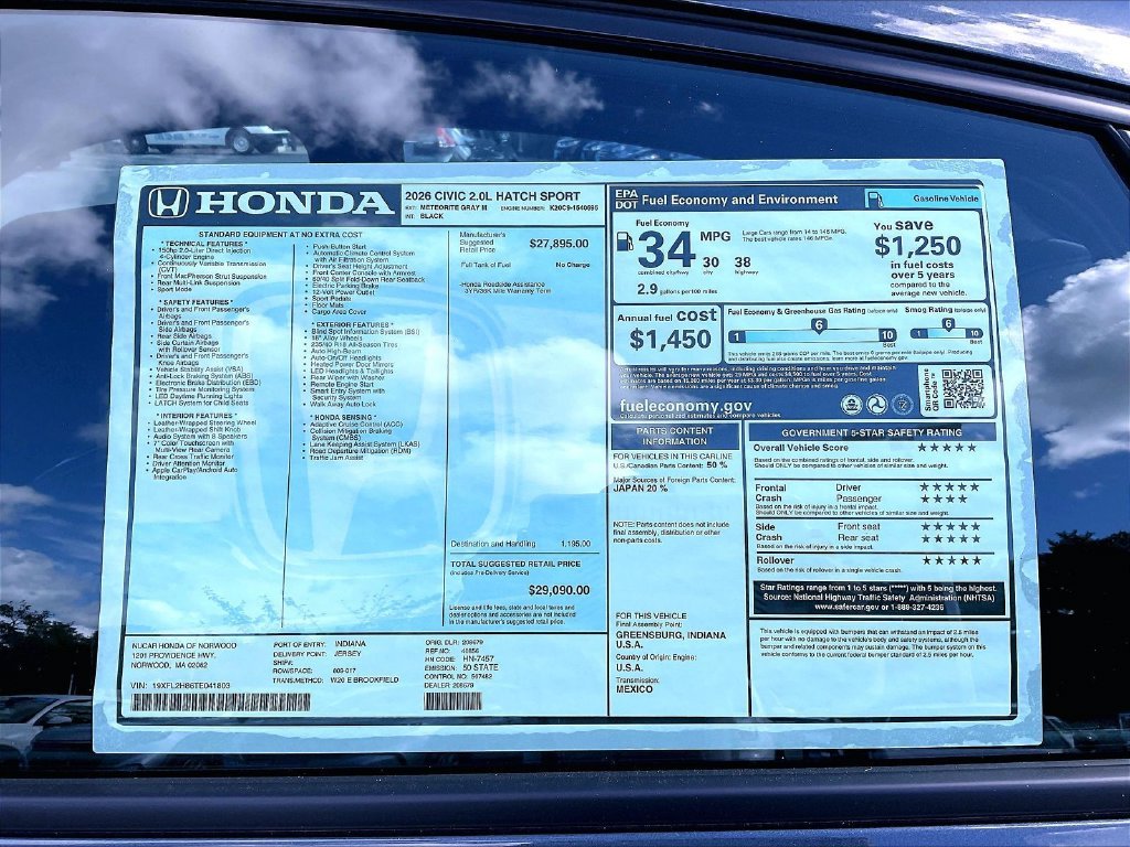 New 2026 Meteorite Gray Metallic Honda Sport image 17