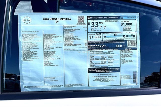 New 2026 Nissan Sentra SV 4D Sedan