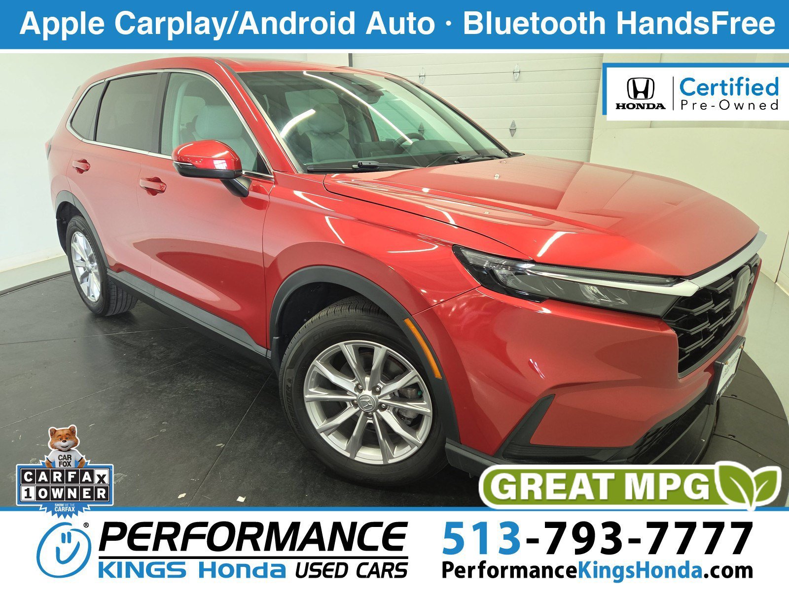 Certified Used 2024 Radiant Red Metallic Honda EX image 1