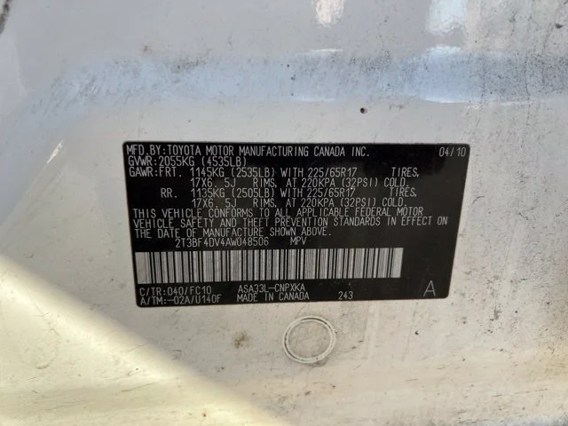 Used 2010 Super White Toyota Base image 10