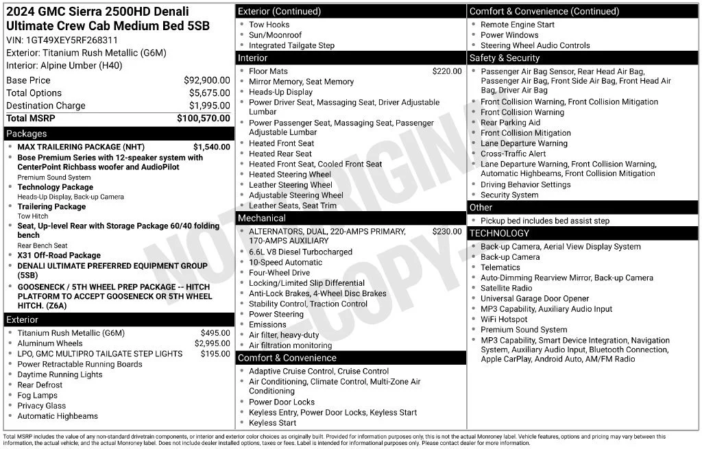 Used 2024 Titanium Rush Metallic GMC Denali Ultimate image 39